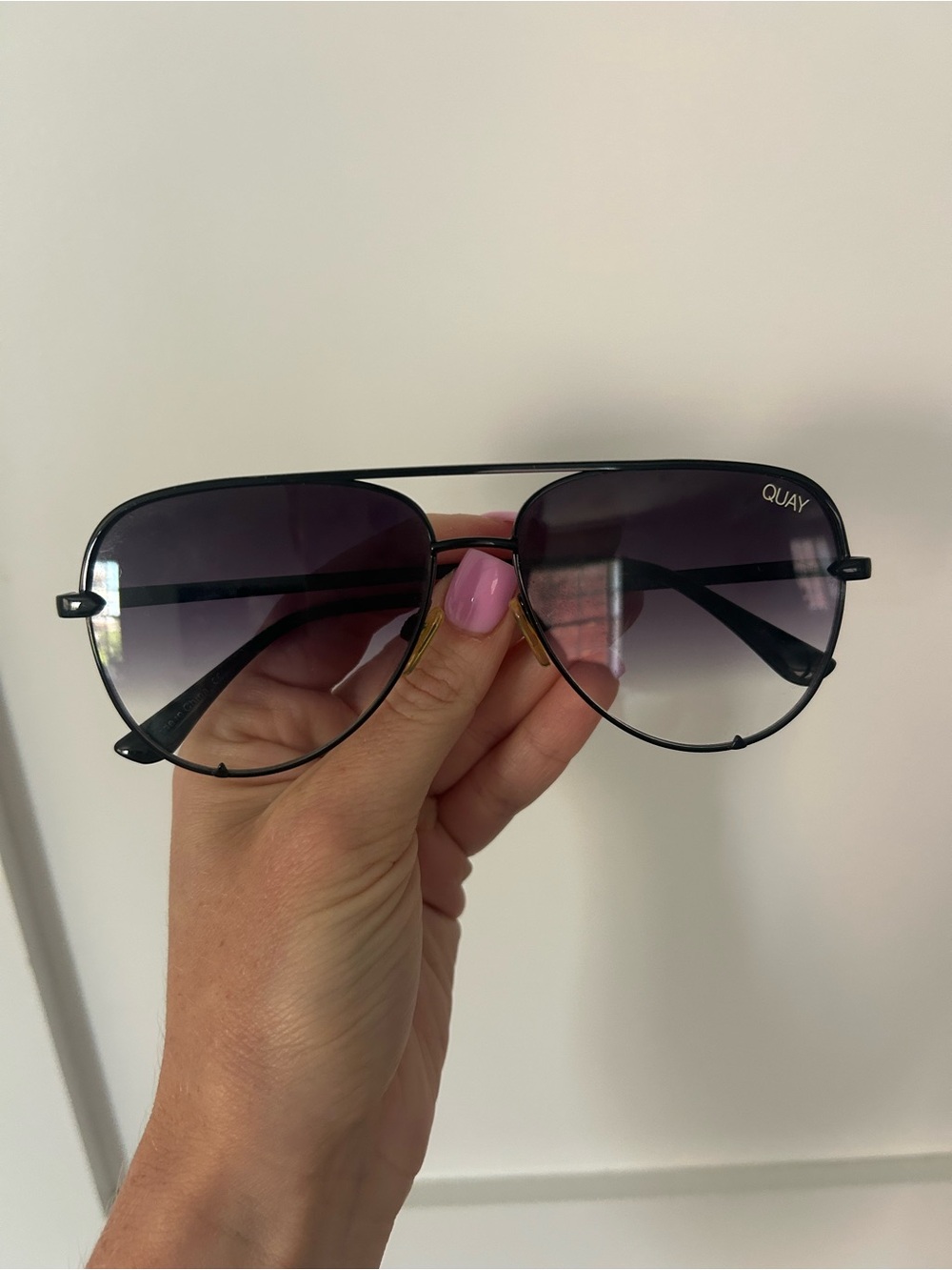 Quay Aviator Sunglasses in Black with Gradient Lenses